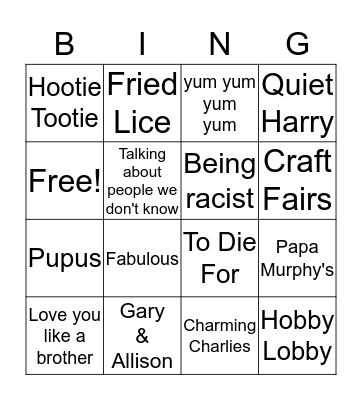 Thanksgiving Bingo Card