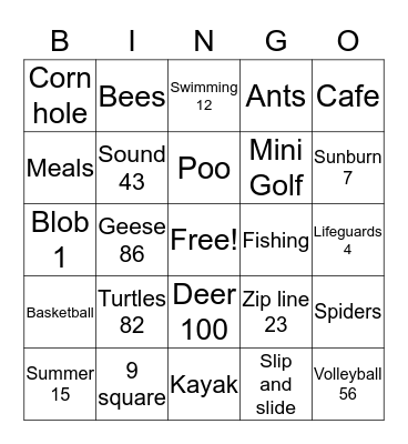 Silver Lake Bingo Card