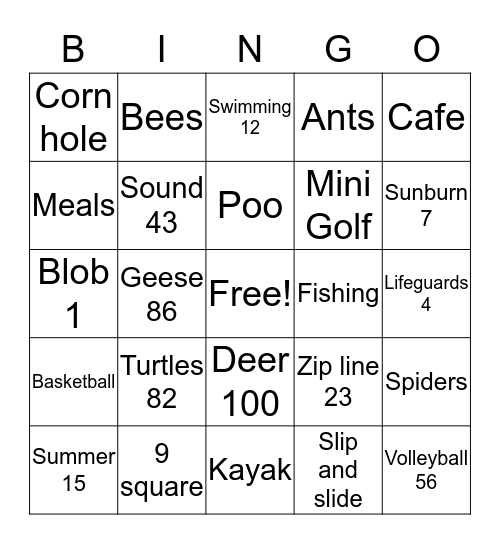 Silver Lake Bingo Card