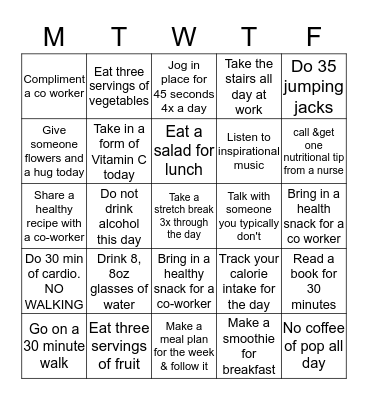 HEARTBEAT 5000 FITNESS BINGO Card