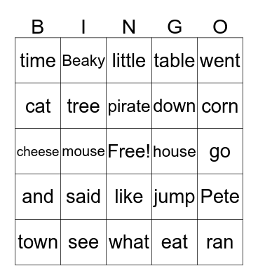 Town mouse & Country mouse Bingo Card