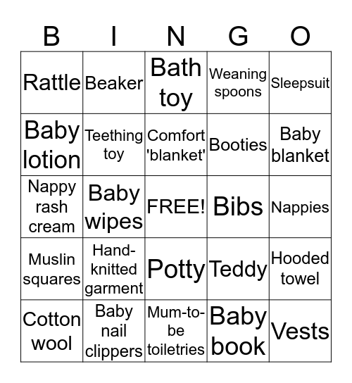 Baby Shower Bingo! Bingo Card