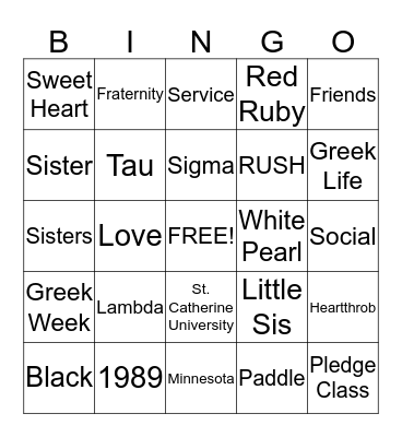 Lambda Sigma Tau  Bingo Card