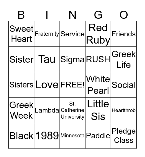 Lambda Sigma Tau  Bingo Card