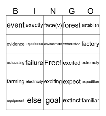 Imagine p.27 2nd/3rd colunn Bingo Card