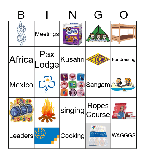 Girl Guides Bingo Card
