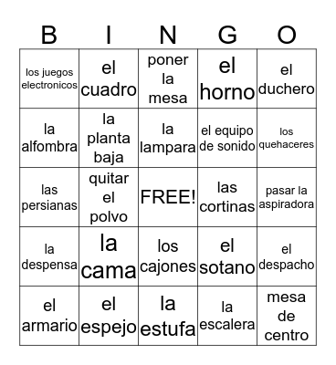 Dormitorio y La Casa Bingo Card