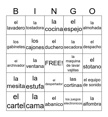 Dormitorio y La Casa Bingo Card