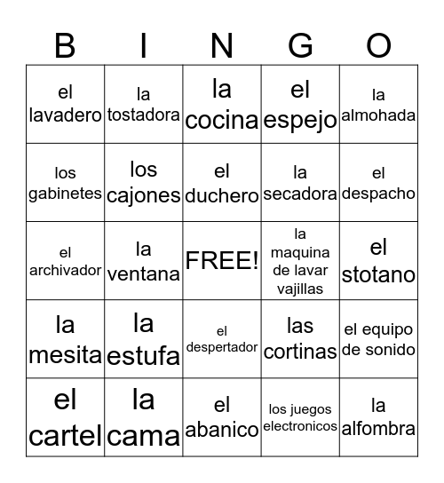 Dormitorio y La Casa Bingo Card