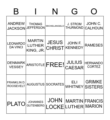 Famous People in History Bingo Card