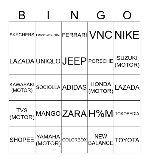Sachi Punya. Bingo Card