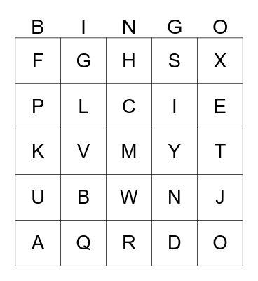 PHONETIC ALPHABET Bingo Card