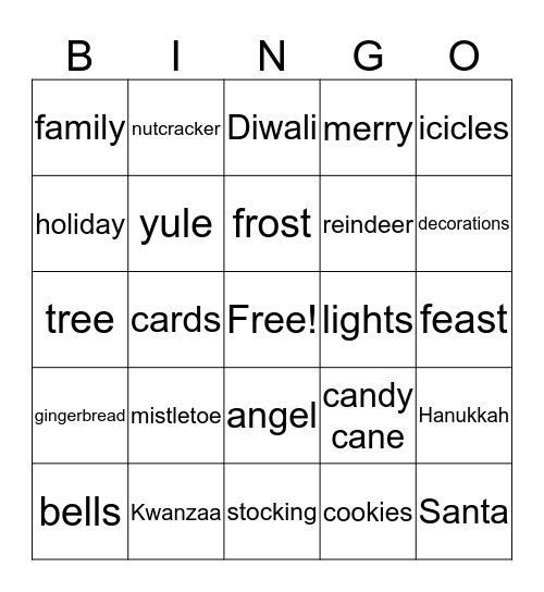 Holiday Bingo Card