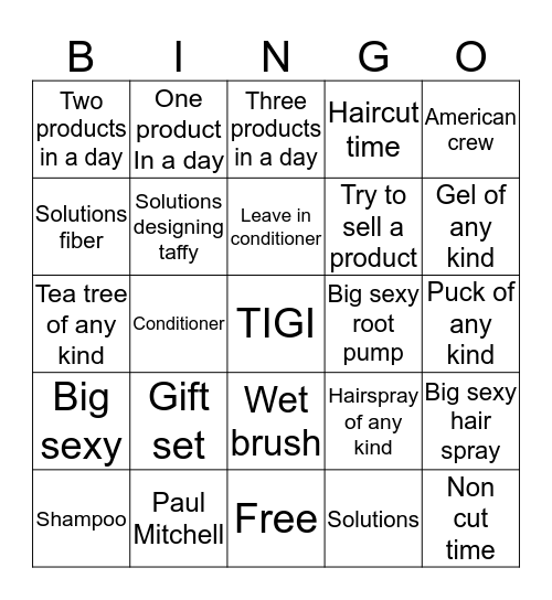 Product bingo Card