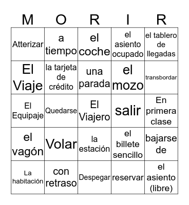 Los Viajes Bingo Card