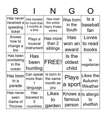 Bingo Card