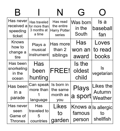 Bingo Card