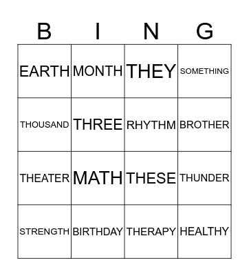 ð or θ Bingo Card