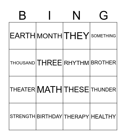 ð or θ Bingo Card