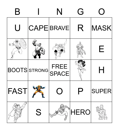 SUPERHERO BINGO Card