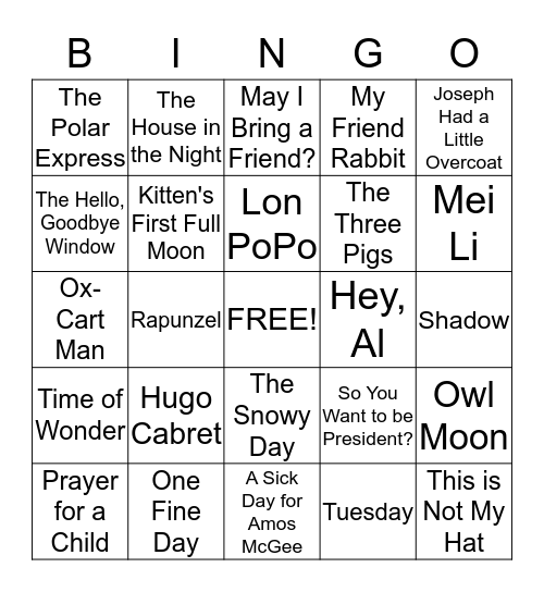 CALDECOTT BINGO Card