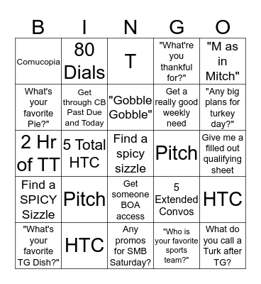 Thanksgiving Bingo Card