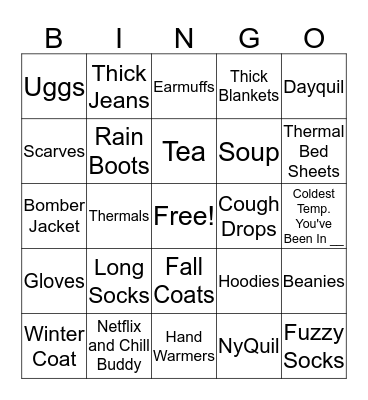 Winter Bingo Card