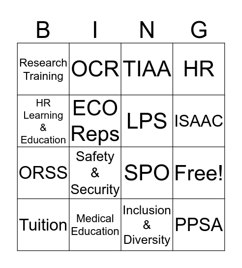 Ask Our Experts Bingo Card
