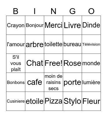 French BINGO! Bingo Card