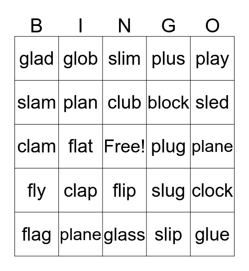 L-Blends Bingo Card