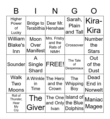 Newbery Bingo Card