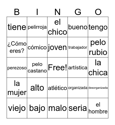 Spanish Bingo Card