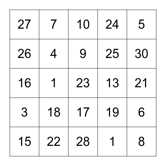 Disney Bingo Round 1 Bingo Card