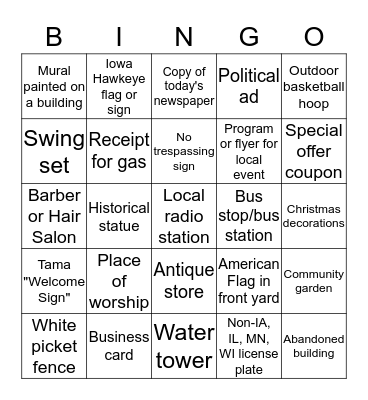 Positive Risk Adventures Bingo Card