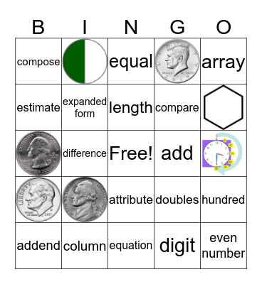 Math Vocabulary Bingo Card