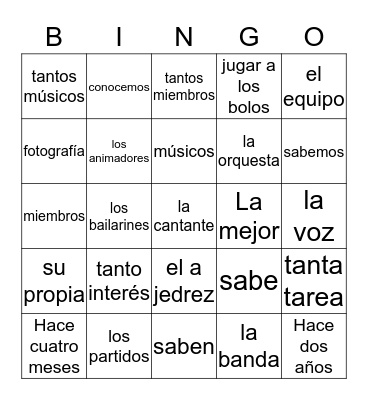Review 1B Bingo Card