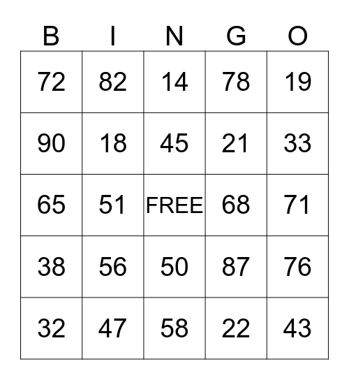 2 Digit Addition  Bingo Card