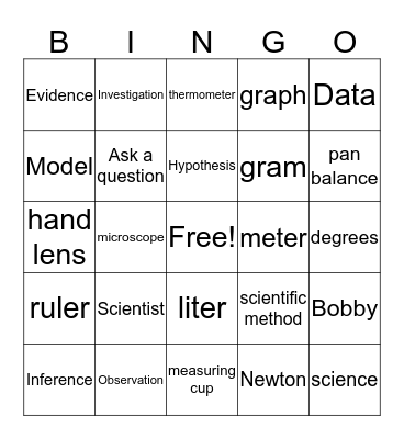 Unit 1 Vocabulary Bingo Card
