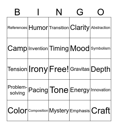 Critique #5: Splits, Layers, Keys, Multi-screens Bingo Card