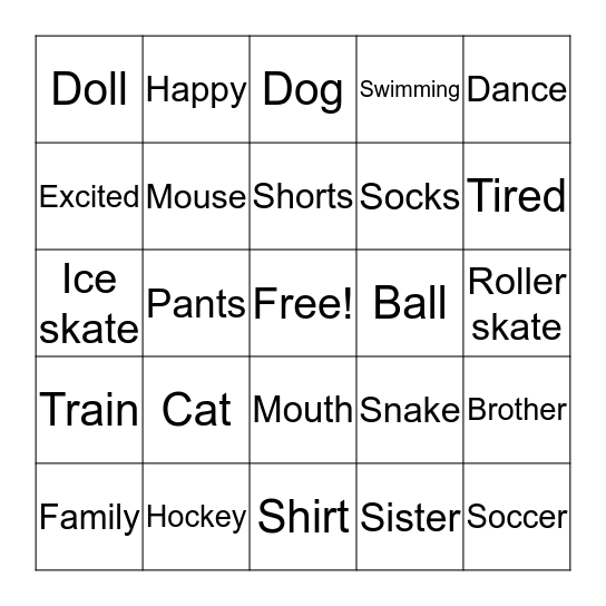 ASL Bingo Card