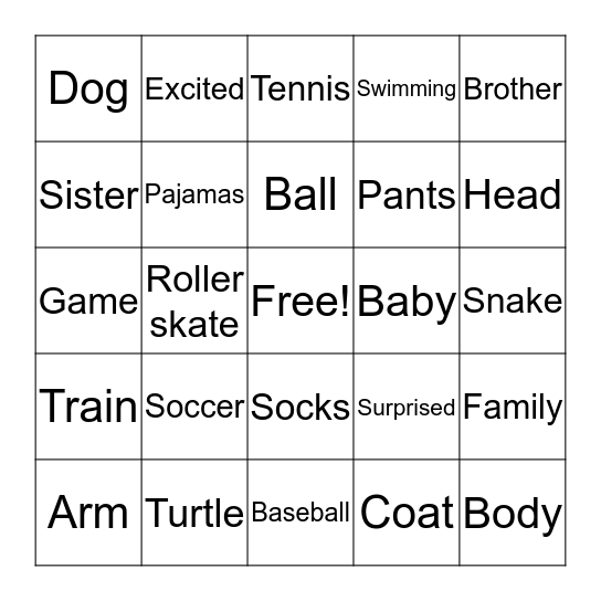 ASL Bingo Card