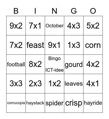 Mrs. Campbell's 3rd Grade Fall Party Bingo Card