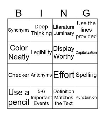 Upping the Work on Our Role Sheets Bingo Card