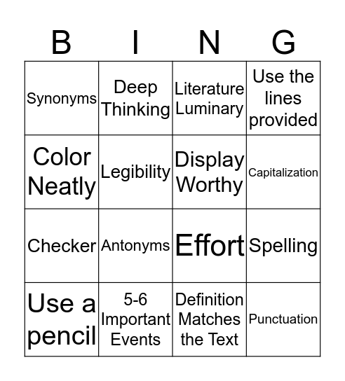 Upping the Work on Our Role Sheets Bingo Card