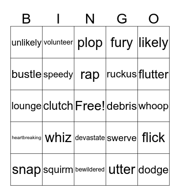 Vocabulary 1-20 Bingo Card