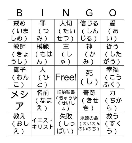 イエス・キリスト Bingo Card
