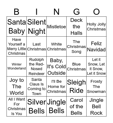 Christmas Music Bingo Card
