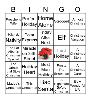 Christmas MOVIE Bingo Card