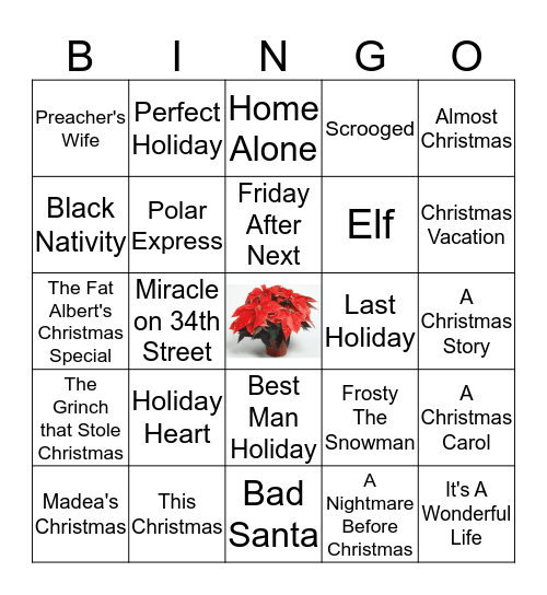 Christmas MOVIE Bingo Card