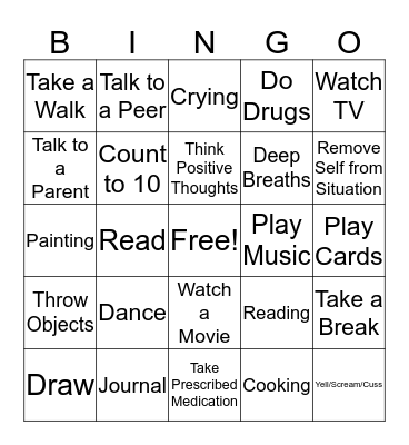 Coping Skills BINGO Card